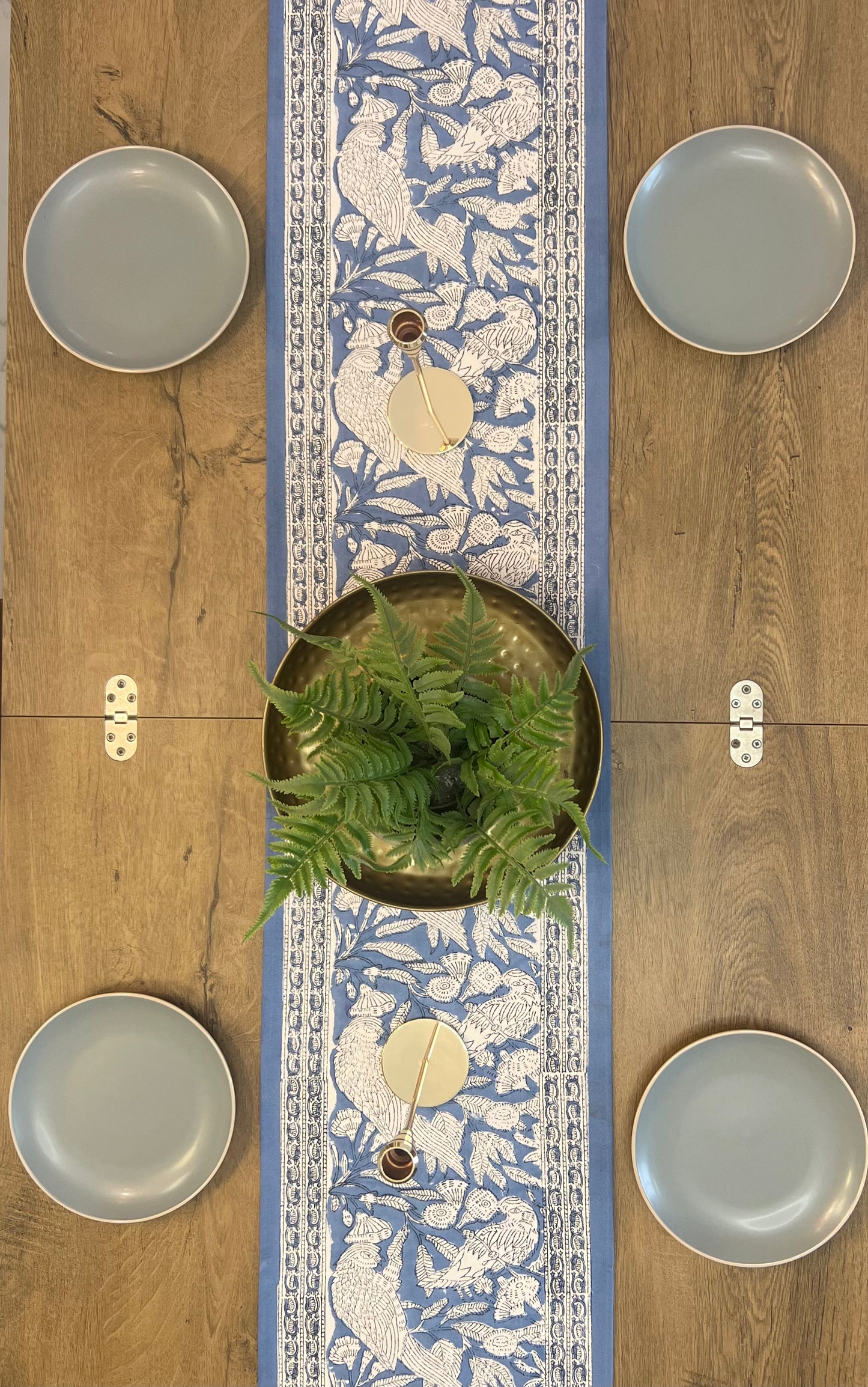 Blue White Birds Table Runner