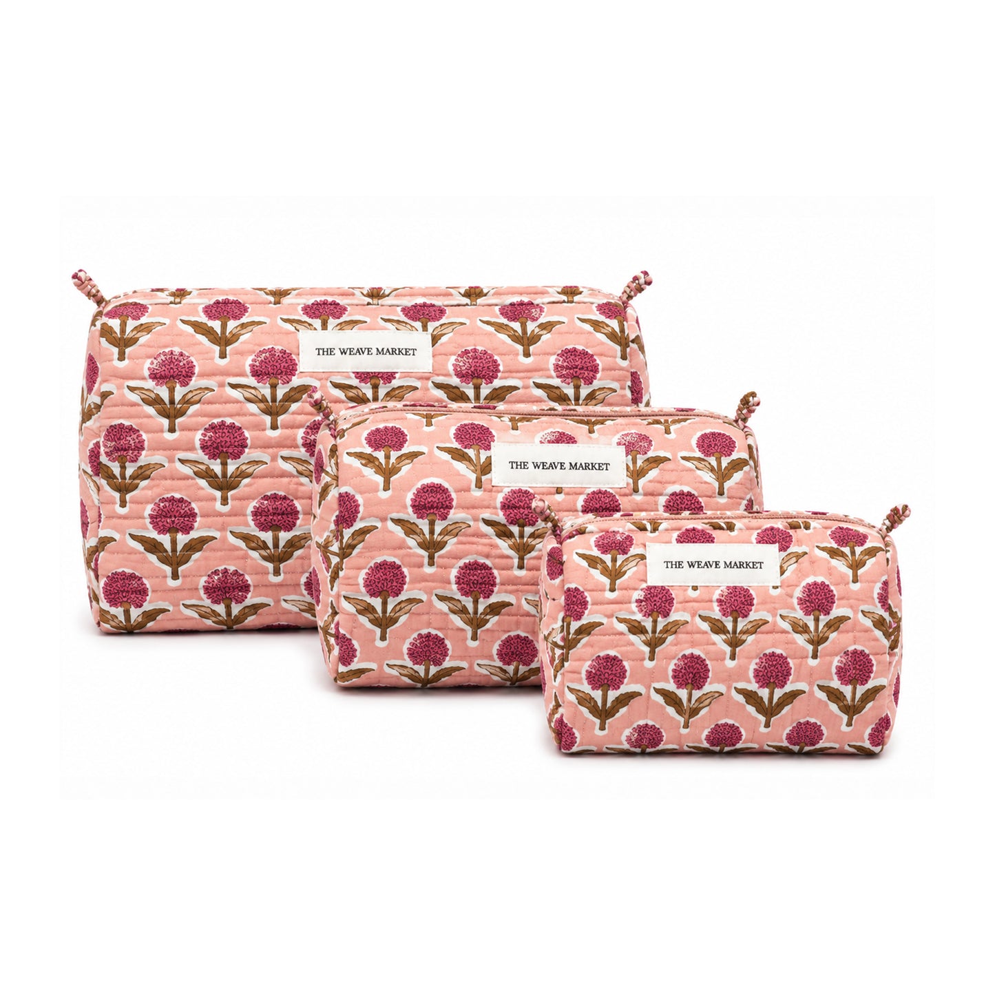 Pink Printed Pouch Set of 3