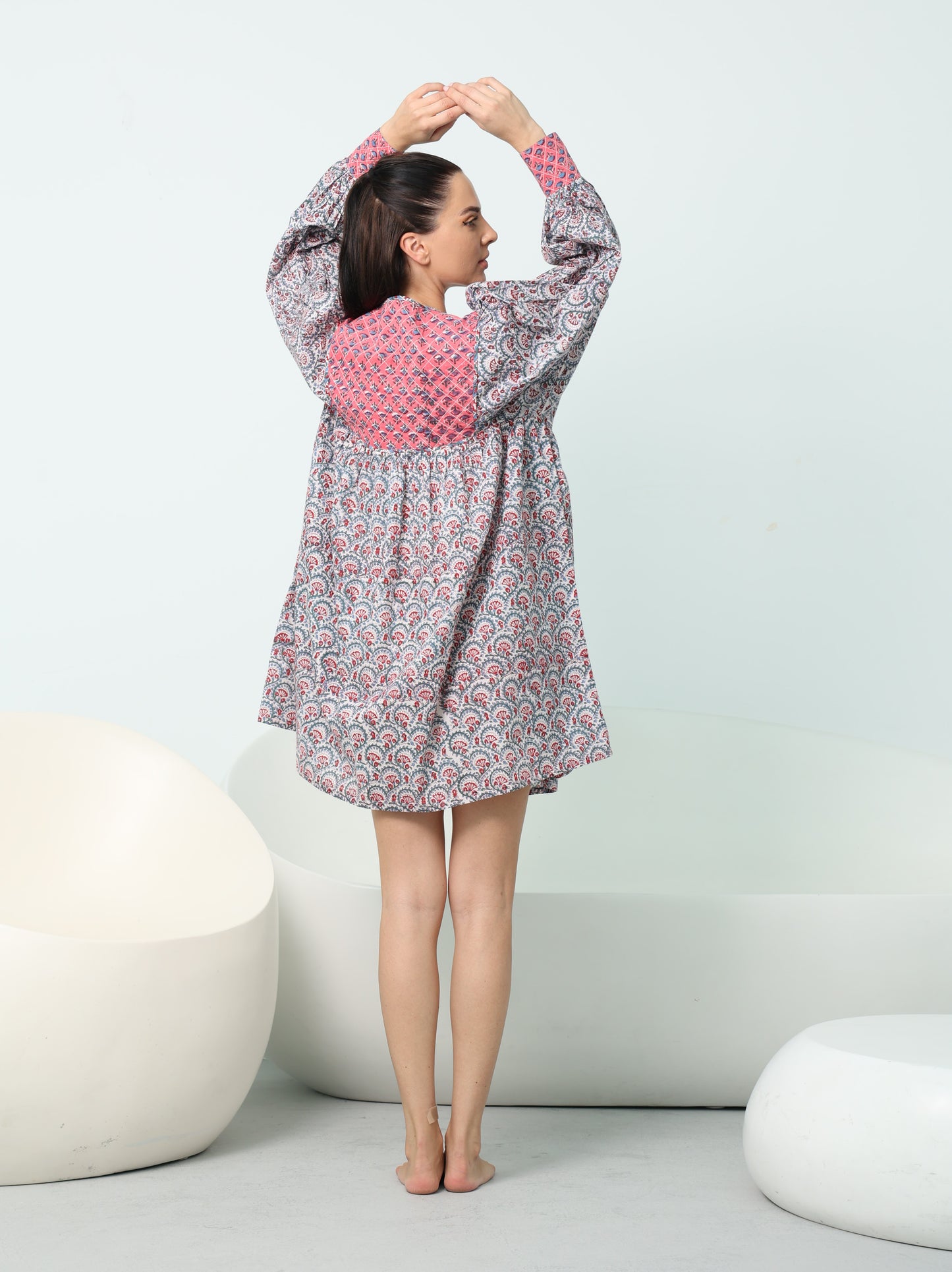 Boho Printed Hand-Block Dress
