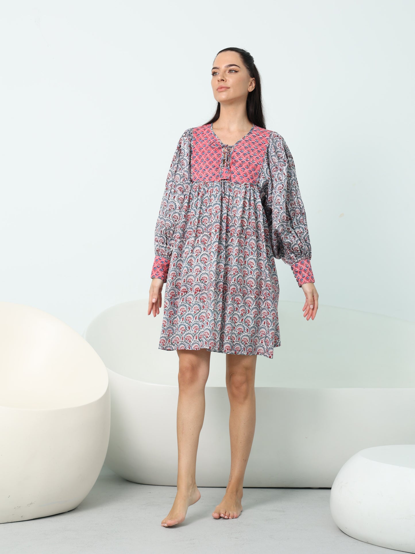 Boho Printed Hand-Block Dress