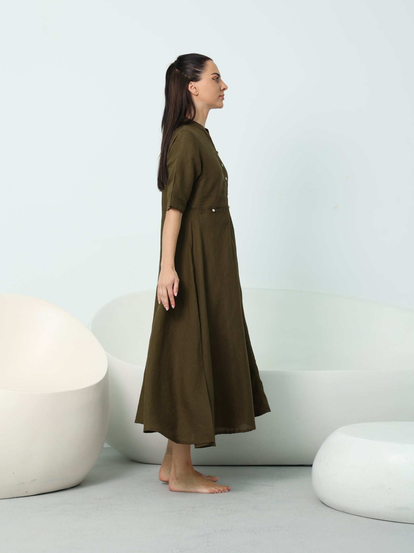 Olive Green Button Down Dress