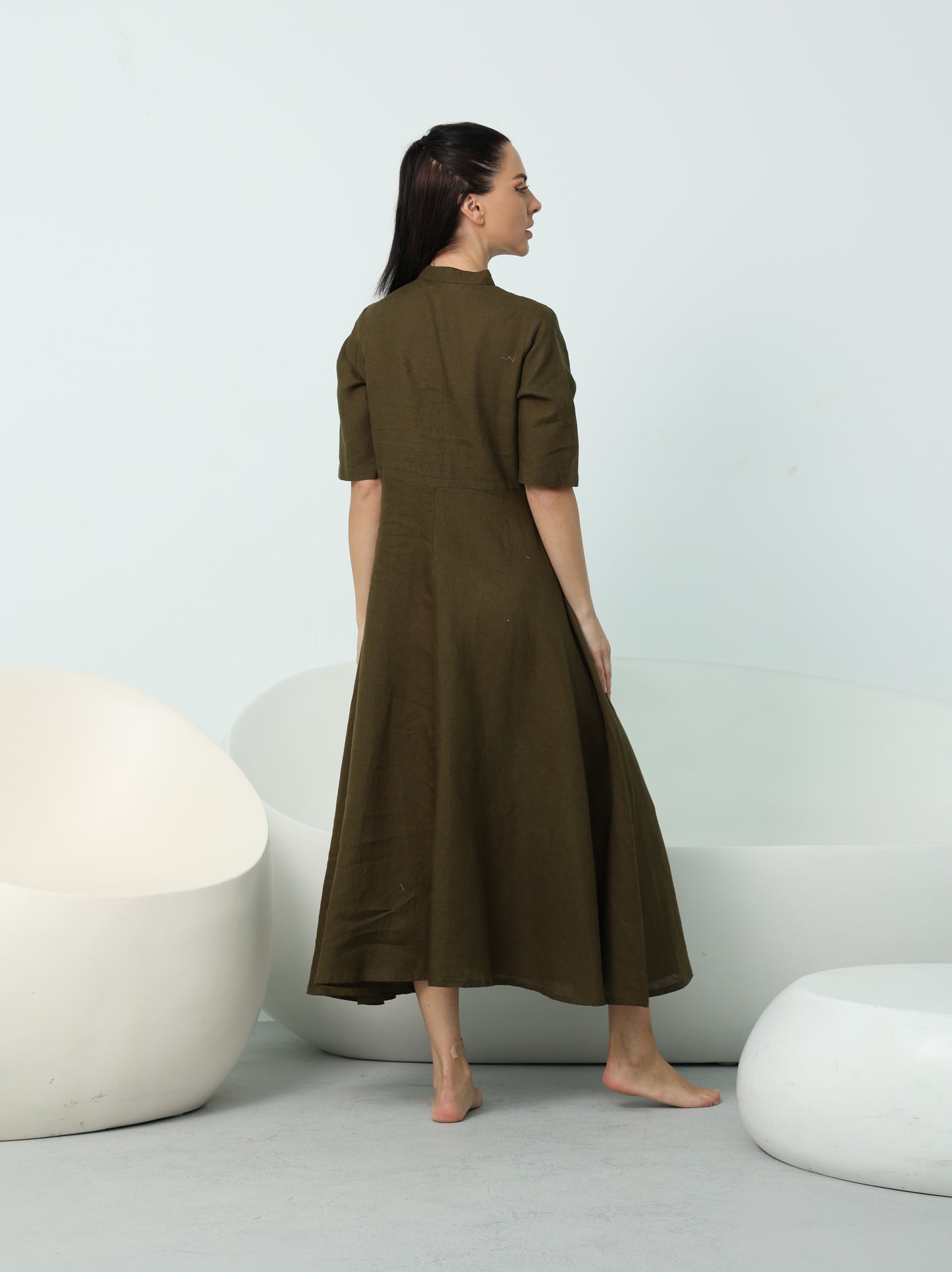Olive Green Button Down Dress