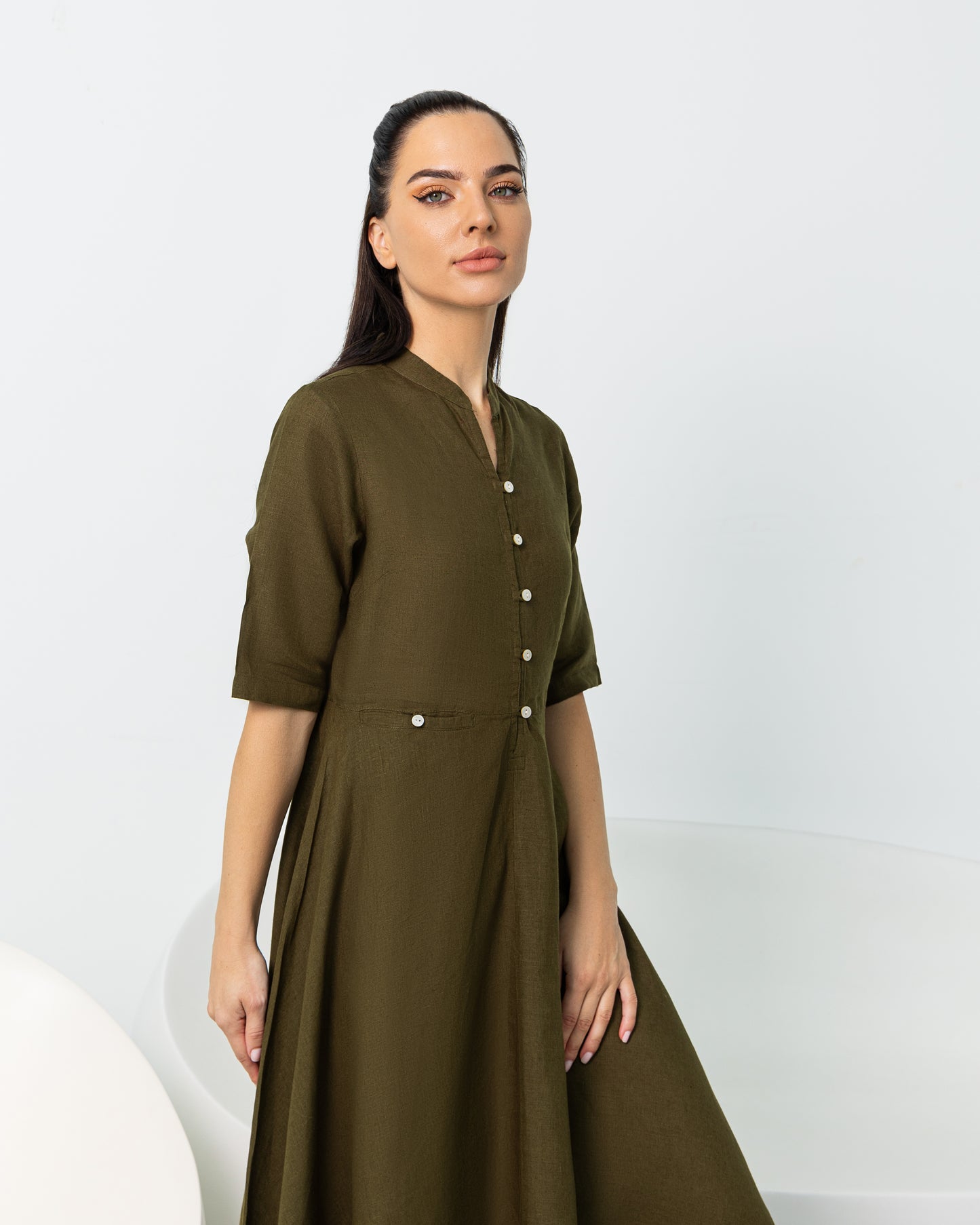 Olive Green Button Down Dress