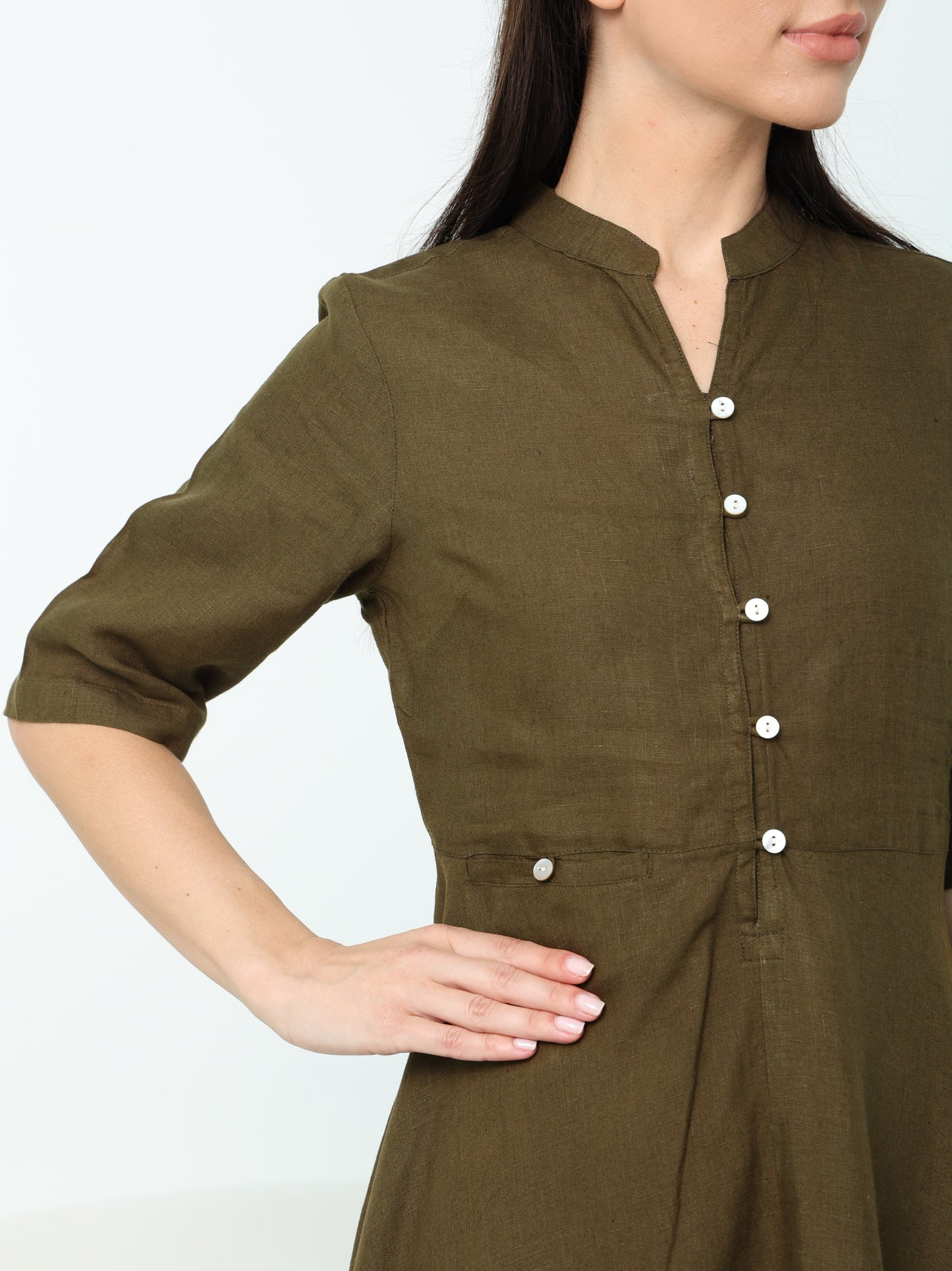 Olive Green Button Down Dress