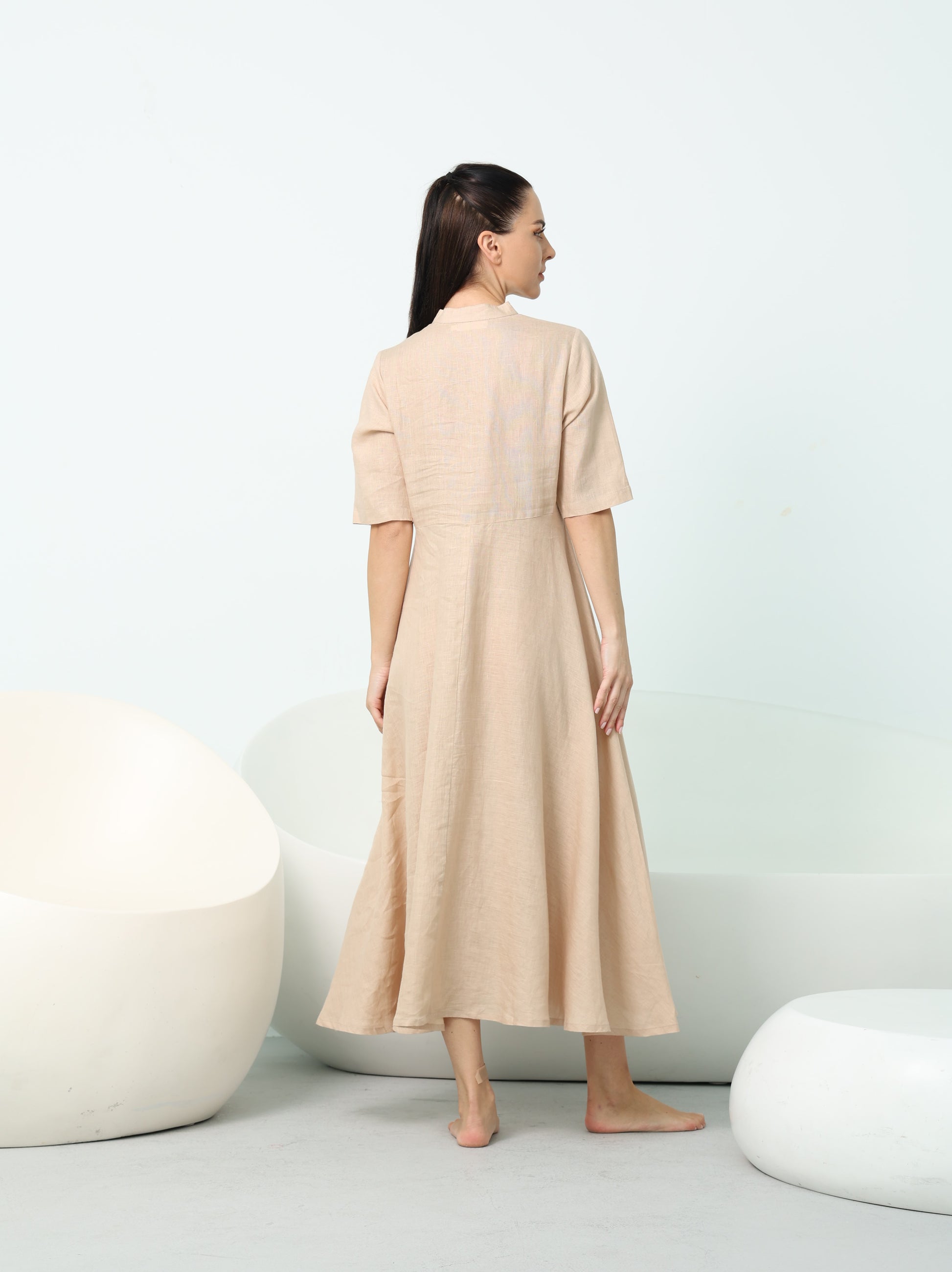 Beige Full Length Frock