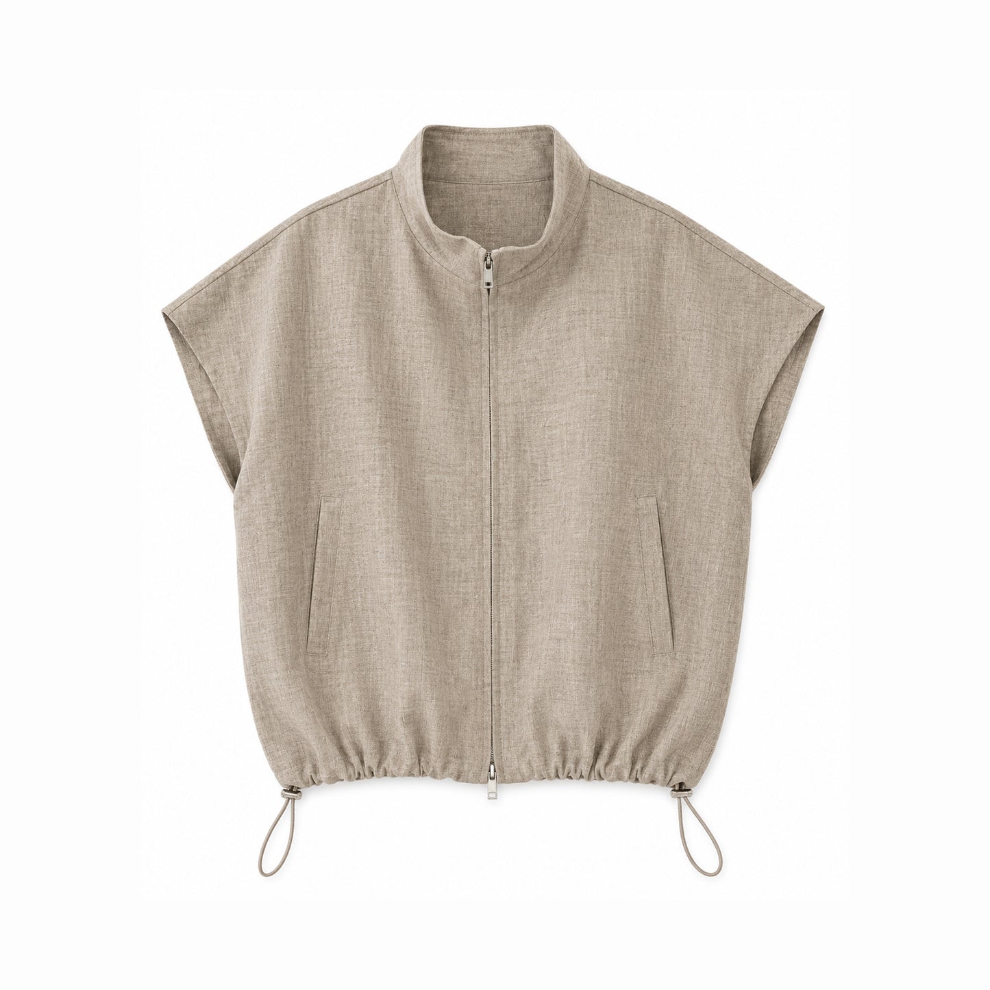 Beige Sleeveless Jacket