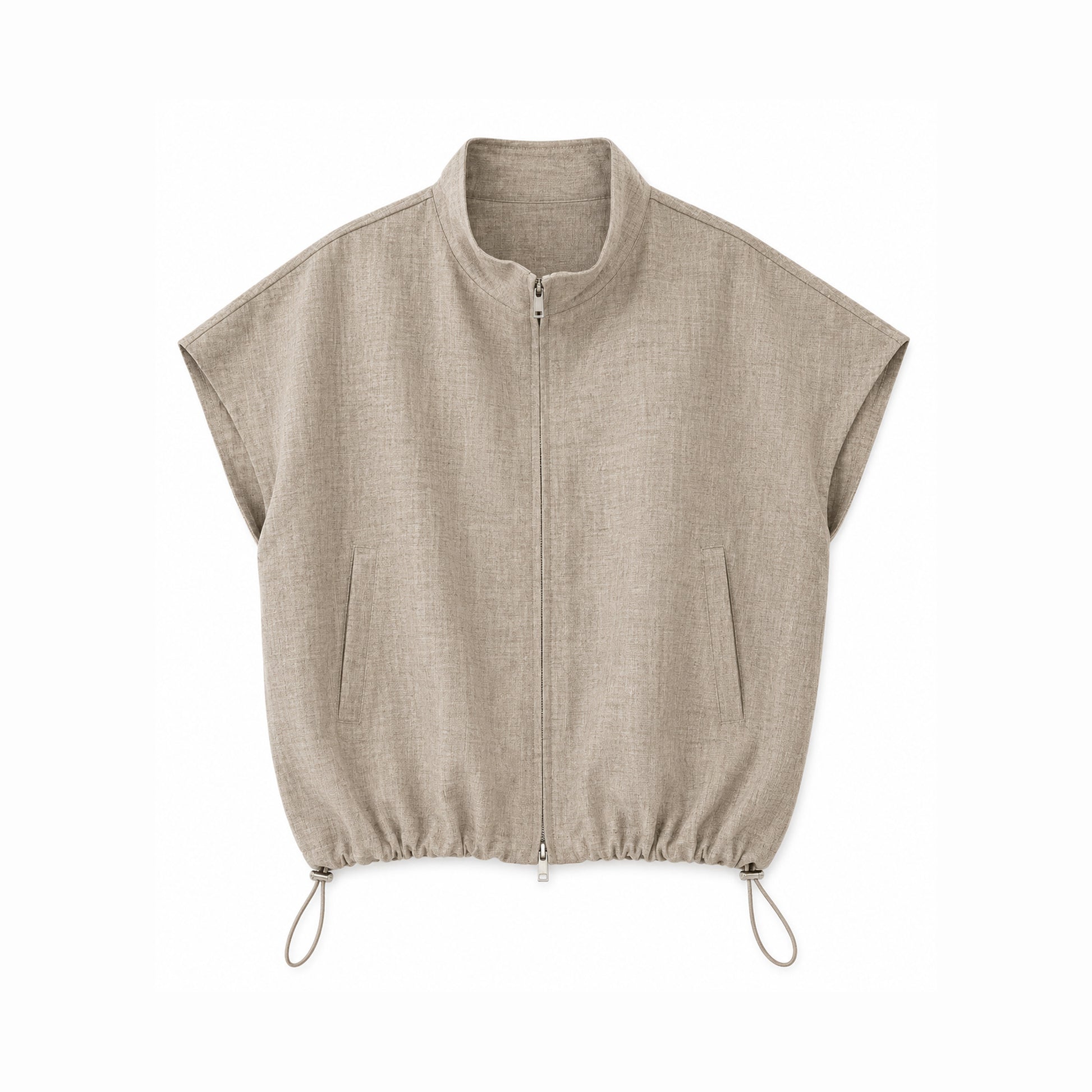 Beige Sleeveless Jacket