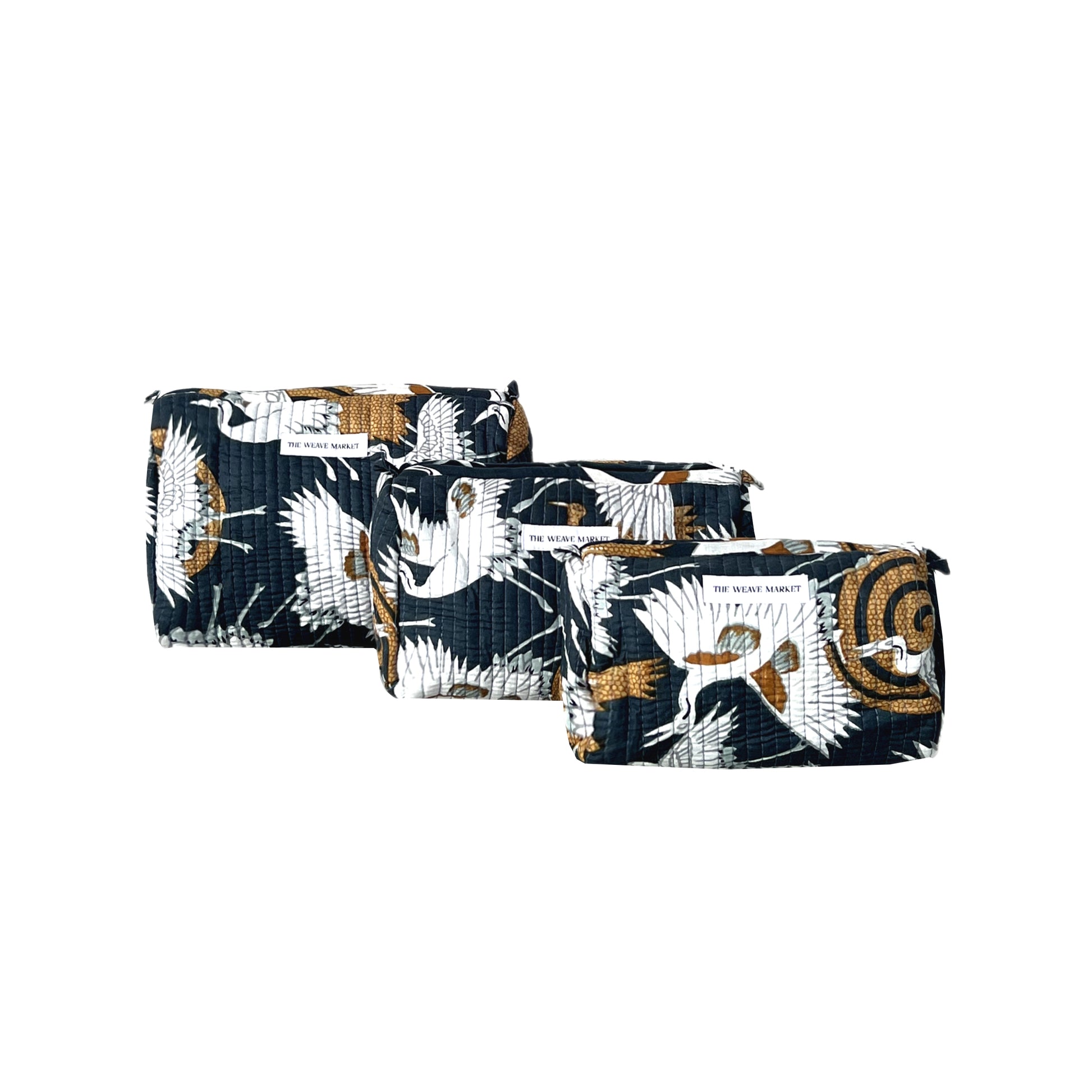 Birds Black Pouch Set