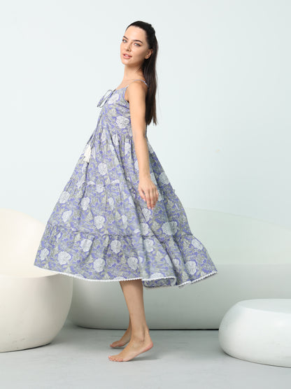 Block Print Blue Dress