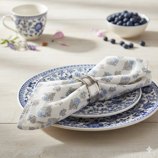 Blue white napkins