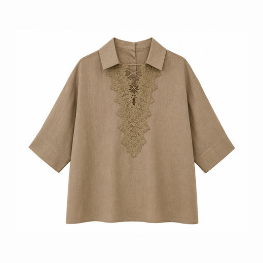Brown Collar Style Top
