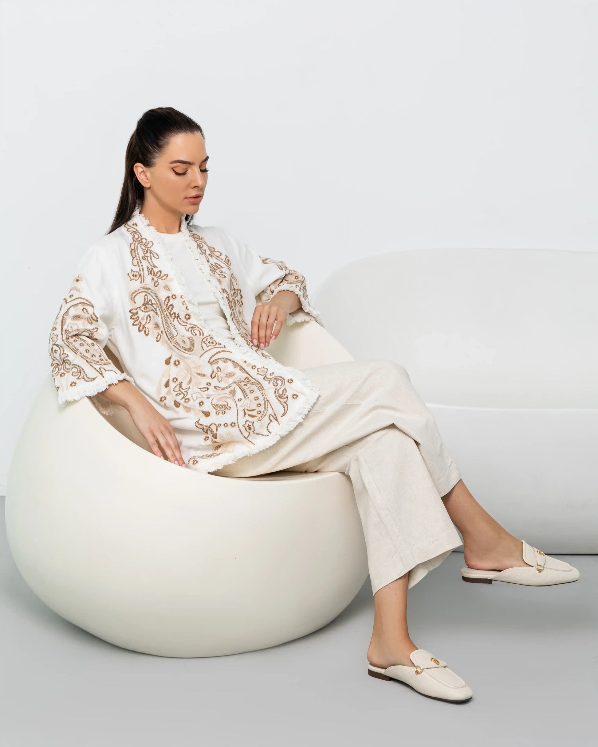 Brown Ivory embroidered Jacket