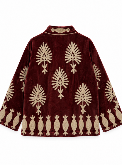Medallion - Maroon velvet Jacket