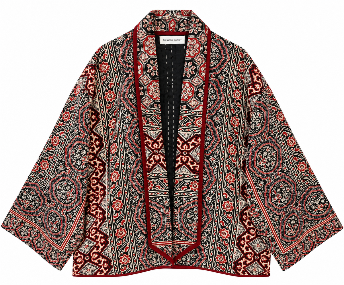 RED AJRAK - KANTHA JACKET
