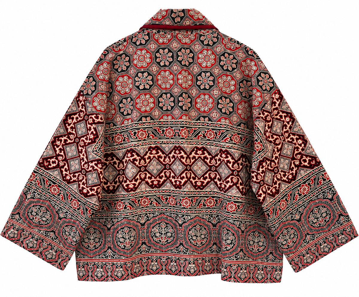 RED AJRAK - KANTHA JACKET