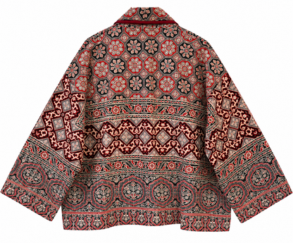 RED AJRAK - KANTHA JACKET