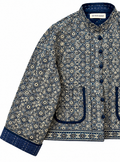 BLUE AJRAK - KANTHA JACKET