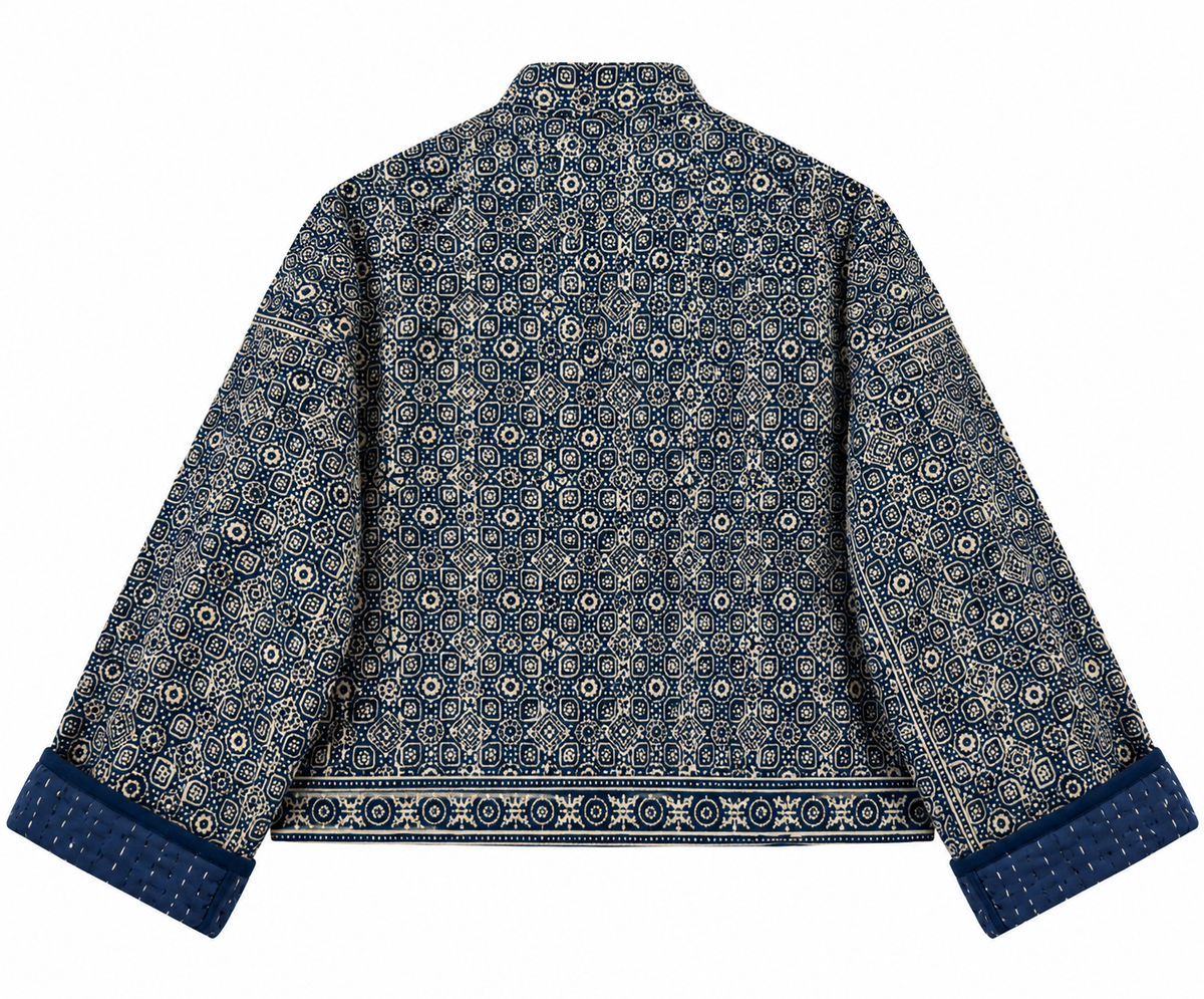 BLUE AJRAK - KANTHA JACKET