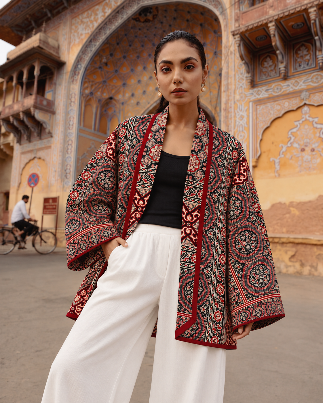 RED AJRAK - KANTHA JACKET