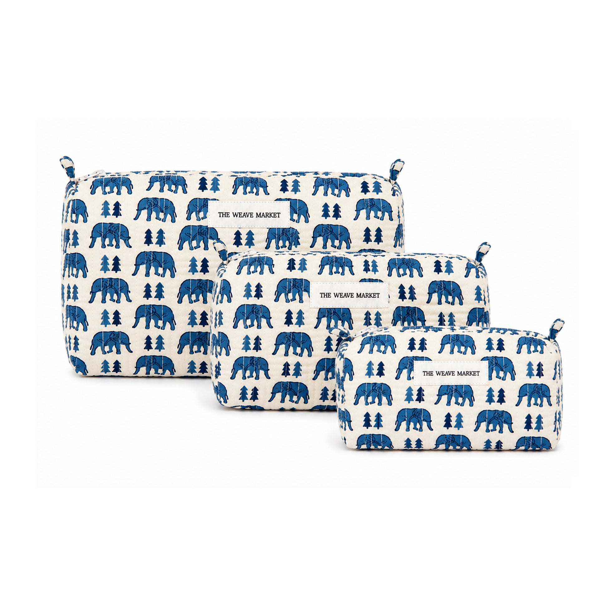 Elephant cotton pouch set of 3