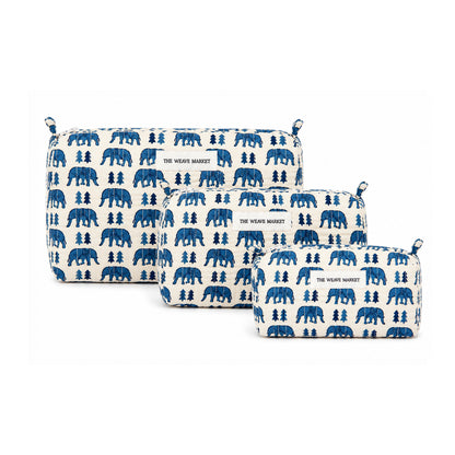 Elephant cotton pouch set of 3