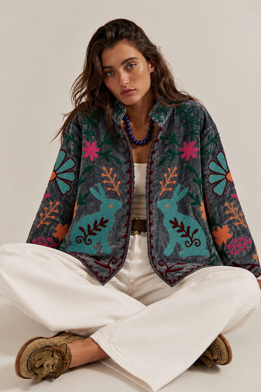 Woodland Tale -Grey  Velvet Jacket