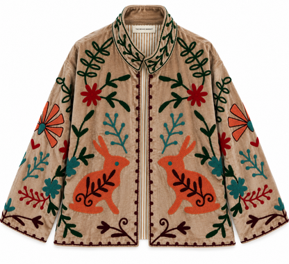 Woodland Tale -Beige  Velvet Jacket