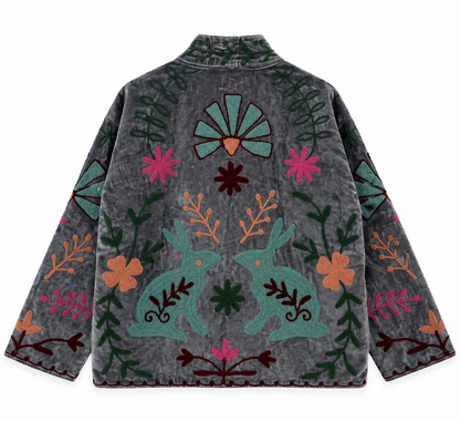 Woodland Tale -Grey  Velvet Jacket