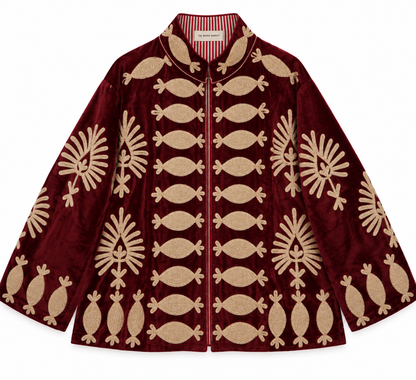 Medallion - Maroon velvet Jacket