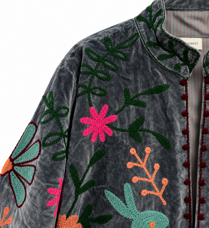 Woodland Tale -Grey  Velvet Jacket