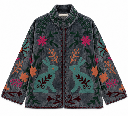 Woodland Tale -Grey  Velvet Jacket