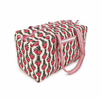 Floral Print Cotton Duffle Bag