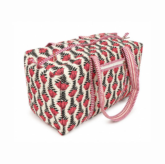 Floral Print Cotton Duffle Bag