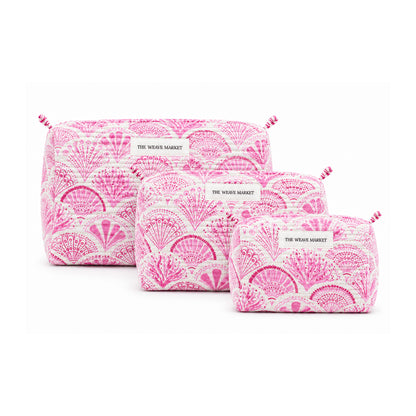 Floral pink pouch set of 3