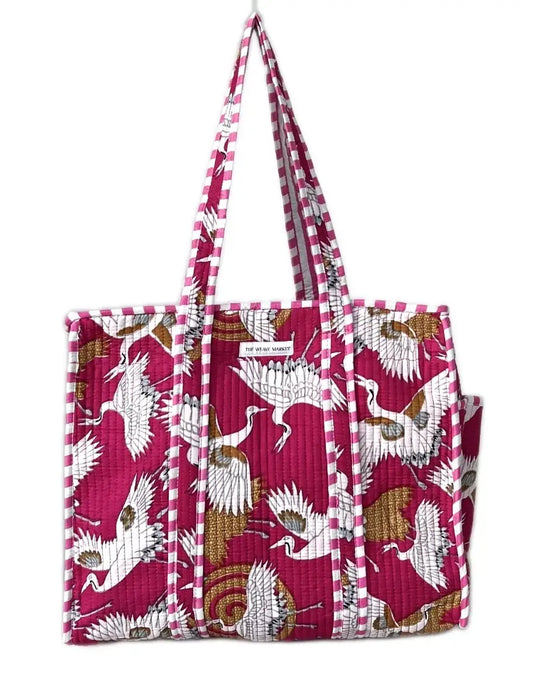 Pink Tote Bag Flying Swan