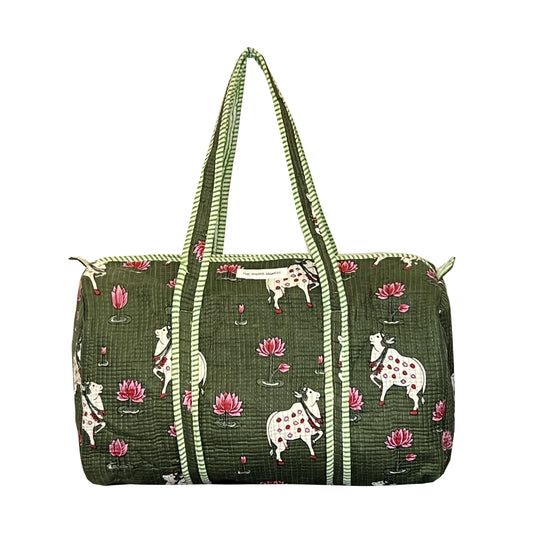 Green printed Duffle Bag
