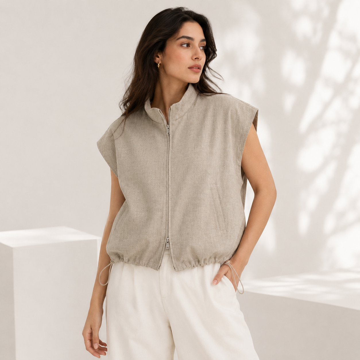 THE TERRA – LINEN ZIP THRU JACKET