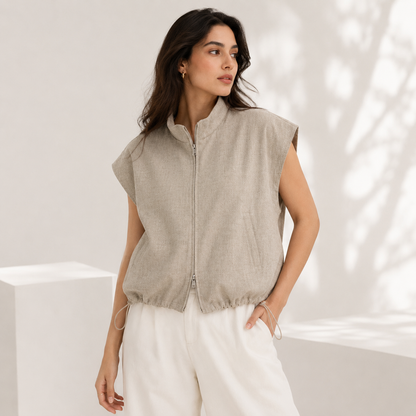 THE TERRA – LINEN ZIP THRU JACKET