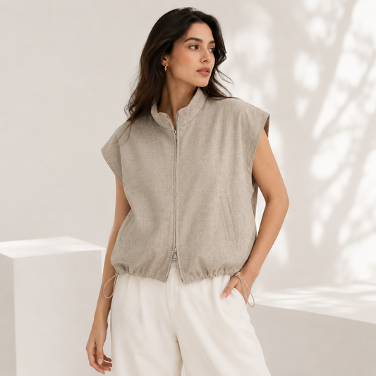 THE TERRA – LINEN ZIP THRU JACKET