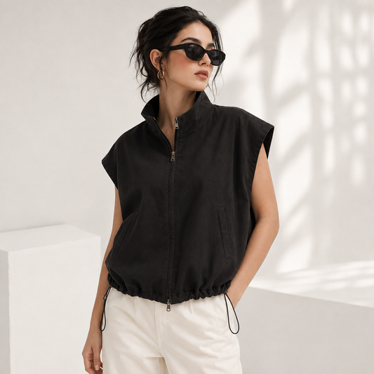 CACAO - Zip Thru Linen Jacket