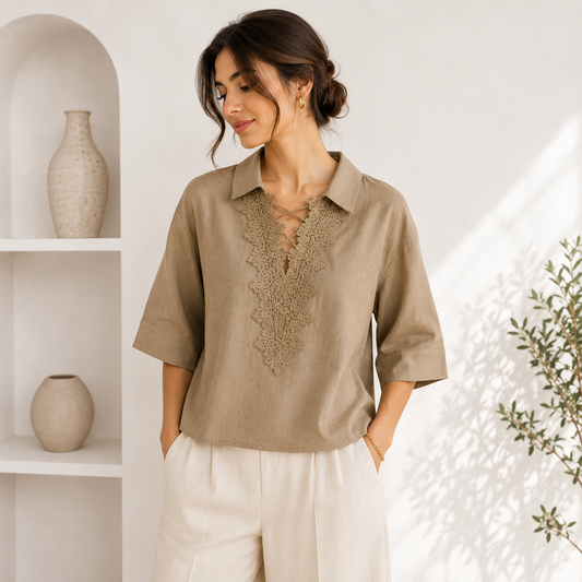 The Elara Linen Top