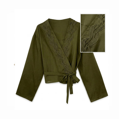 The Olive Weave -Linen Wrap Tunic