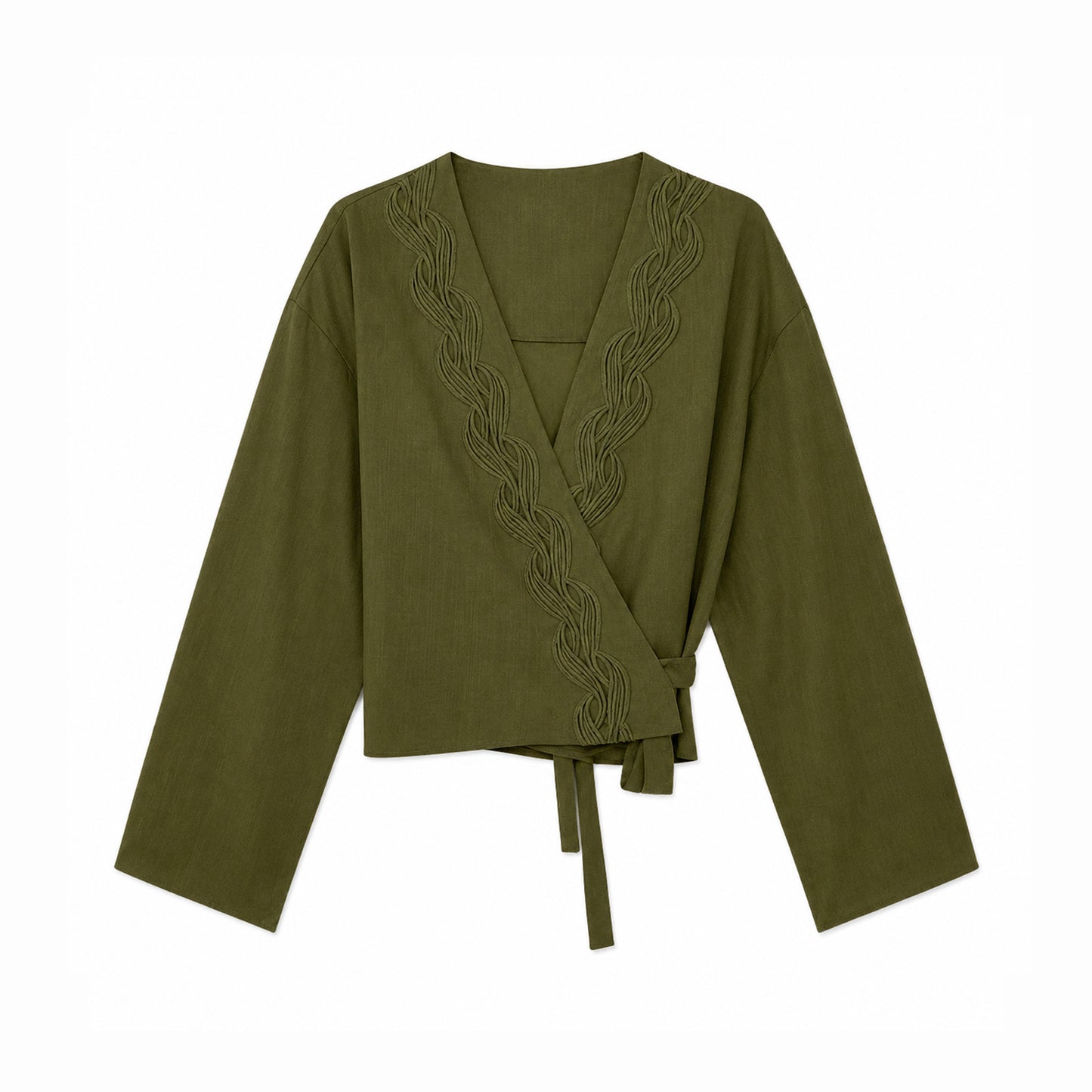 The Olive Weave -Linen Wrap Tunic