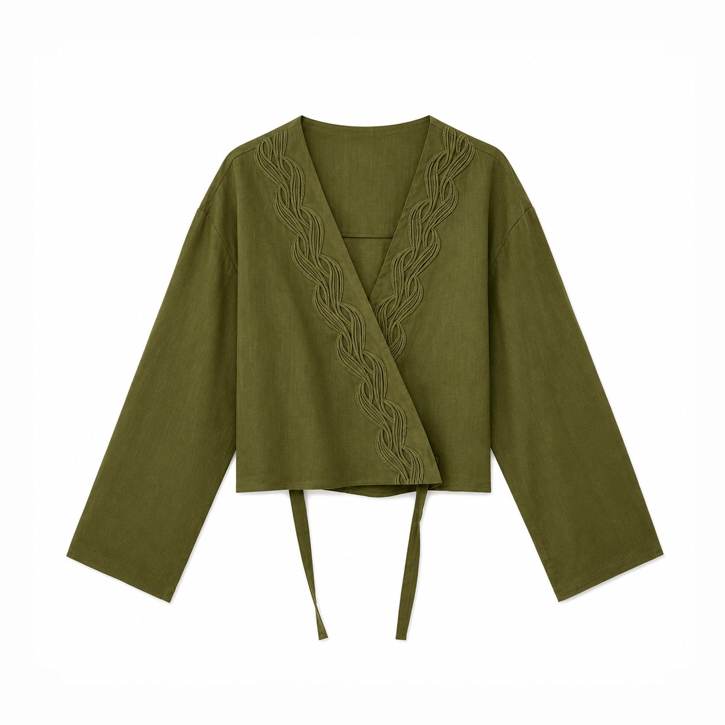 The Olive Weave -Linen Wrap Tunic