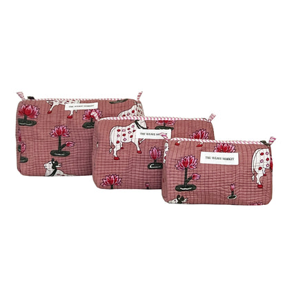 PICHWAI - PINK POUCH ( Set of 3 )