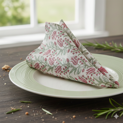 Pink Green Printed Napkin