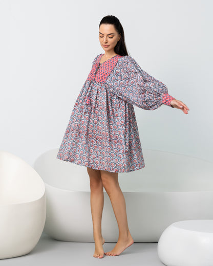 Printed short boho dress