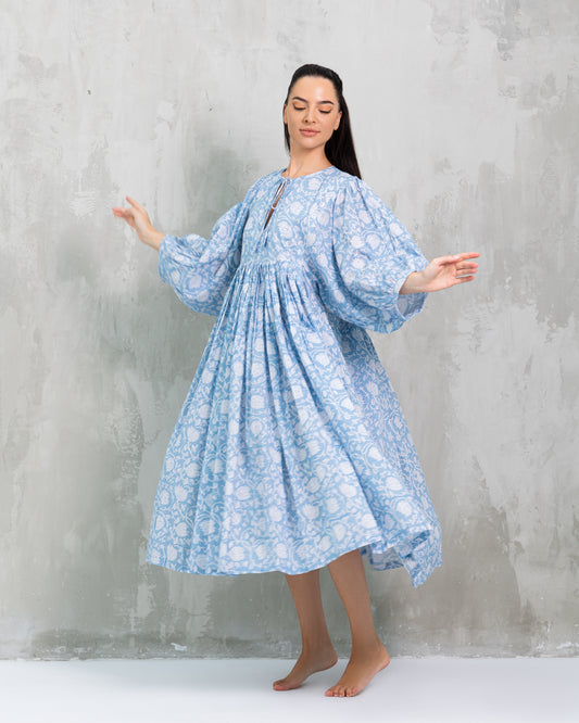 Puffed Sleeve Maxi Dress