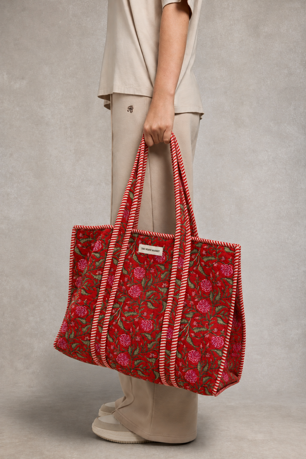 Crimson Flora Tote