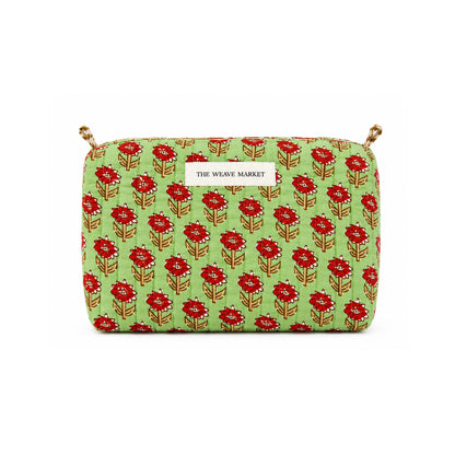 Red Floral Print Pouch Bag